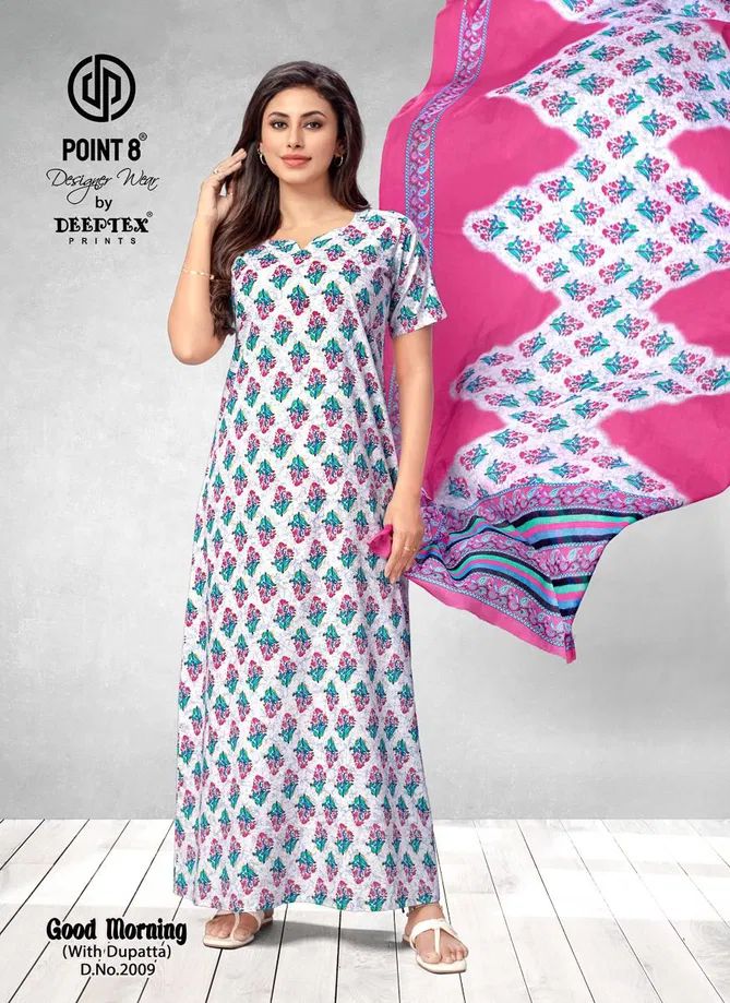 Good Morning Vol 2 By Deeptex Cotton Printed Night Wear Nighty With Dupatta Exporters In India